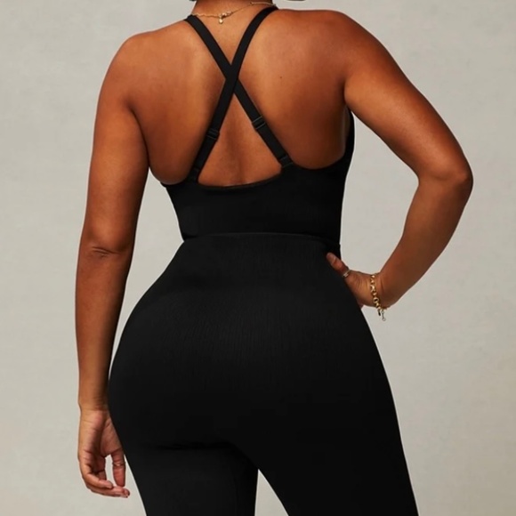 Fabletics Seamless Ribbed Jumpsuit | S | Black | NWT - Picture 4 of 5